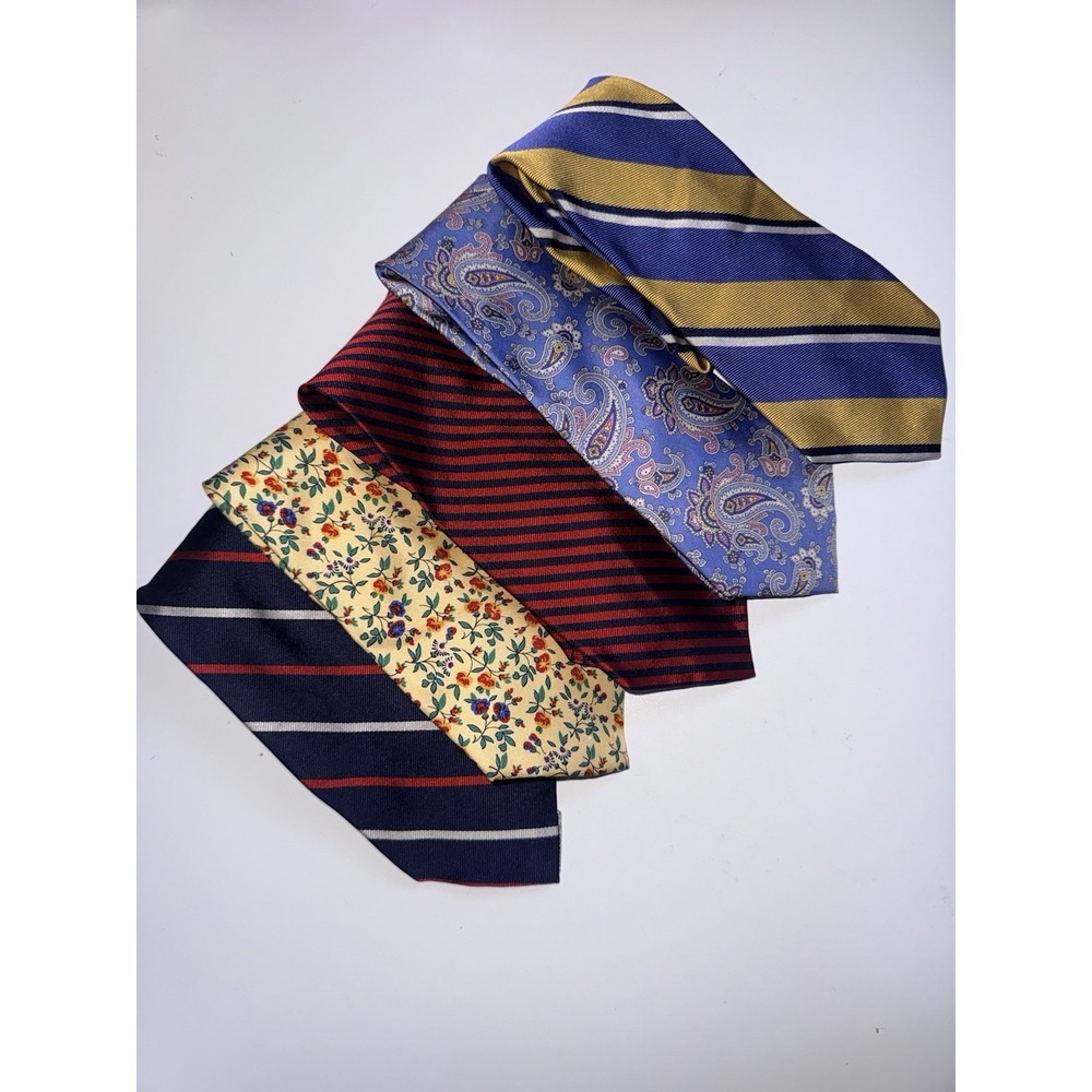 Lot of 5 Handmade Lauren Ralph Lauren Ties Silk Ties Floral Paisley Stripe‎ M